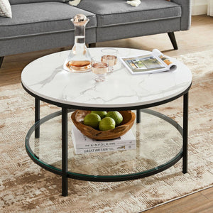 Couchtisch Wohnzimmertisch Moderner Stil Marmor Glas Weiss