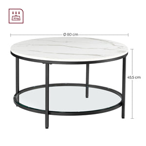 Couchtisch Wohnzimmertisch Moderner Stil Marmor Glas Weiss