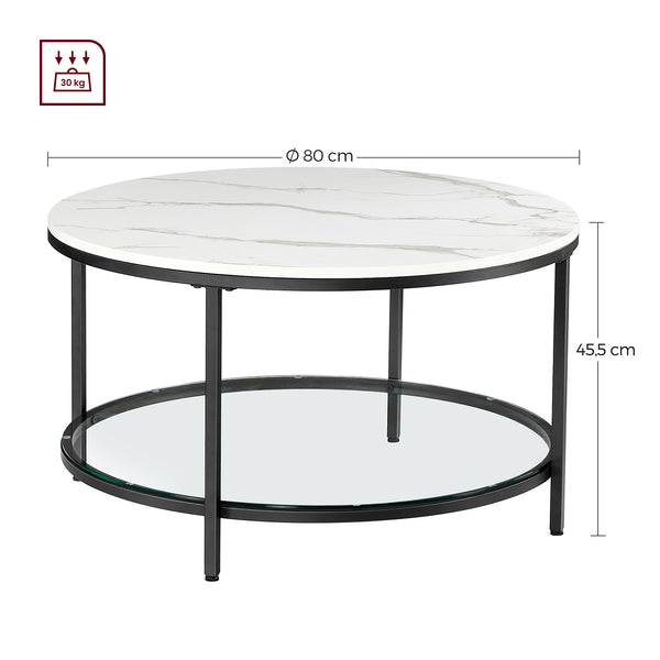 Couchtisch Wohnzimmertisch Moderner Stil Marmor Glas Weiss