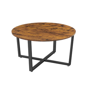 Coffee table, living room table, round, industrial style, brown