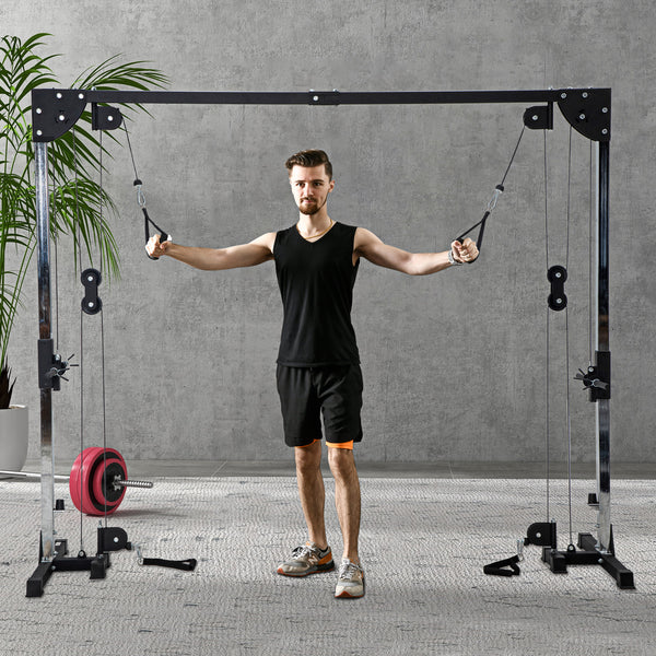 Crossover-Fitnessgestell Kabelzug Home Gym Trainingsgerät Stahl schwarz