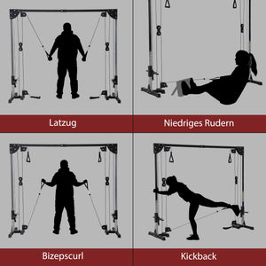 Crossover-Fitnessgestell Kabelzug Home Gym Trainingsgerät Stahl schwarz