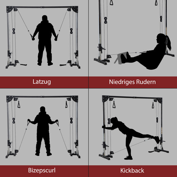 Crossover-Fitnessgestell Kabelzug Home Gym Trainingsgerät Stahl schwarz