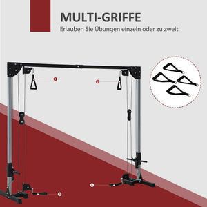 Crossover-Fitnessgestell Kabelzug Home Gym Trainingsgerät Stahl schwarz