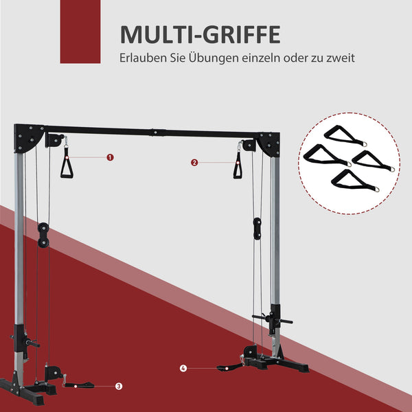 Crossover-Fitnessgestell Kabelzug Home Gym Trainingsgerät Stahl schwarz