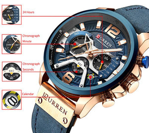 Curren Men's Quartz Wristwatch, 48mm Case, Blue