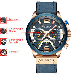 Curren Men's Quartz Wristwatch, 48mm Case, Blue