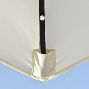 Sonnenschirm, Terrassenschirm, halbrund, mit Solarpaneel, 20 LEDs, Handkurbel, beige, 2,70 x 1,35 x 2,40 m