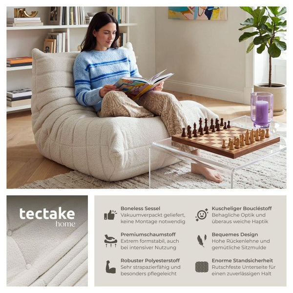 Relaxsessel Logo Premiumschaumstoff Bouclé creme