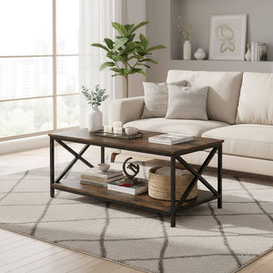 Couchtisch Pittsburgh Industrial Holz dunkel, rustikal