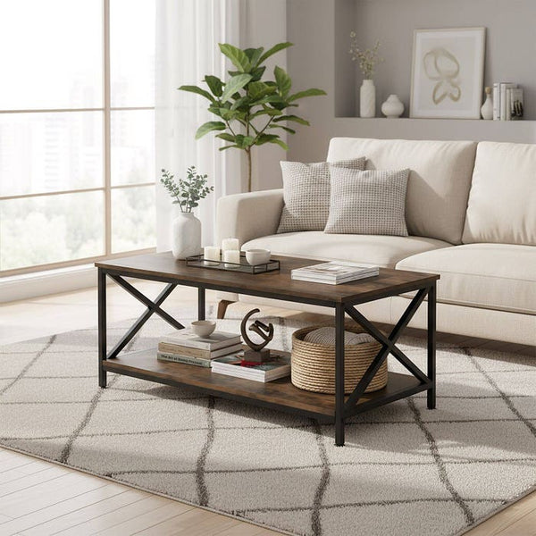Couchtisch Pittsburgh Industrial Holz dunkel, rustikal
