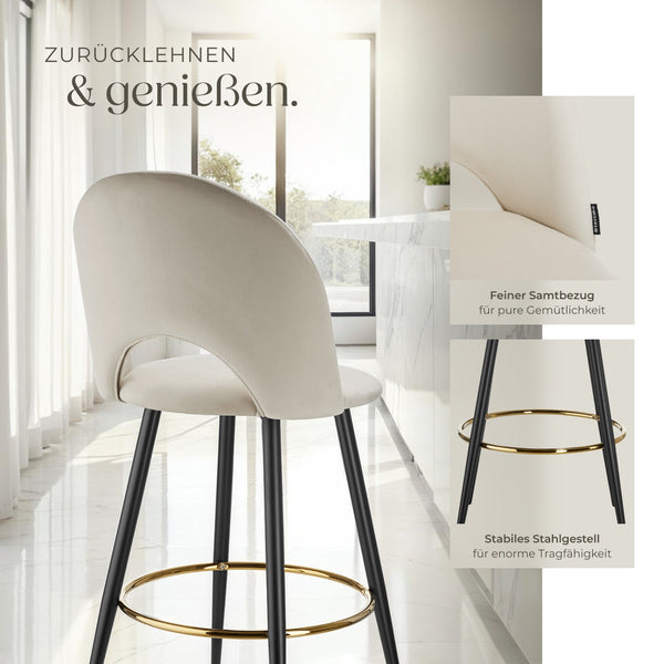 Sedia da bar Sachel crema/nero set da 4 