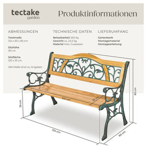 Gartenbank Kathi aus Holz und Gusseisen