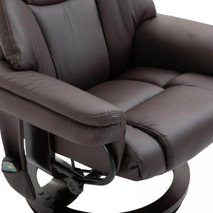 Massagesessel Relaxsessel mit Fusshocker Heizfunktion Kunstleder Braun