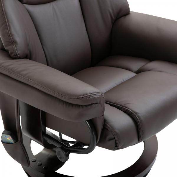 Massagesessel Relaxsessel mit Fusshocker Heizfunktion Kunstleder Braun