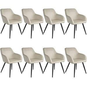 8er Set Stuhl Marilyn Samtoptik, schwarz/crème