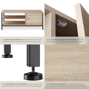 TV-Regal Durban Industrial Holz hell, Eiche Sonoma