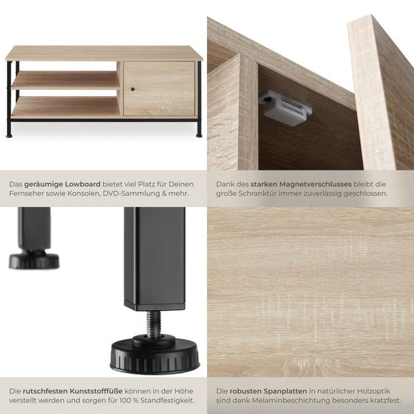 TV-Regal Durban Industrial Holz hell, Eiche Sonoma