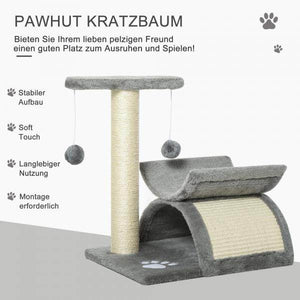 Katzenbaum Spielbaum mit Ball Katzenkratzbaum Kratzbaum Katzen Hellgrau