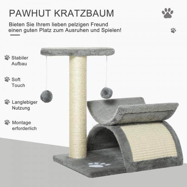 Katzenbaum Spielbaum mit Ball Katzenkratzbaum Kratzbaum Katzen Hellgrau