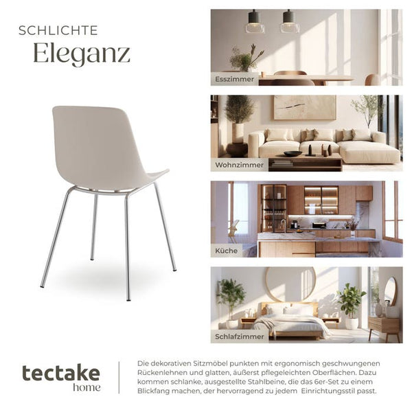 Kunststoffstuhl Mave taupe/chrom 6er Set