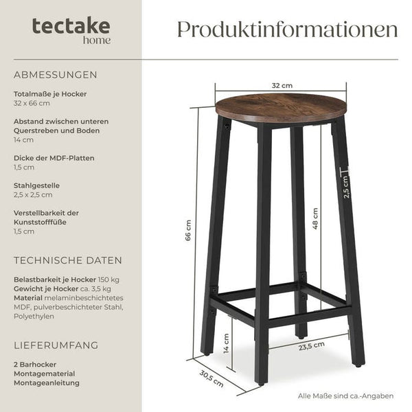 2 Barhocker Corby Industrial dunkelbraun