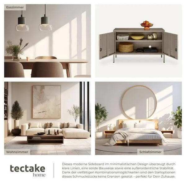 Sideboard Baker Metall mit Magnetverschluss taupe 100 x 42,5 x 65 cm