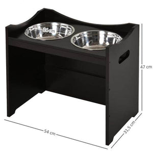 Fressnapf Hund höhenverstellbar Futterstation MDF Edelstahl Dunkelbraun