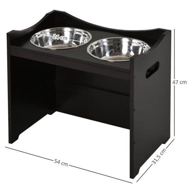 Fressnapf Hund höhenverstellbar Futterstation MDF Edelstahl Dunkelbraun