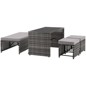 2-in-1-Rattanlounge-Set Monopoli grau