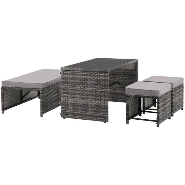 2-in-1-Rattanlounge-Set Monopoli grau