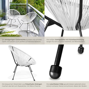 2er Set Gartenstuhl Santana weiss