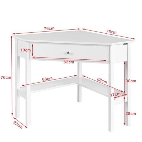 Eckschreibtisch Schreibtisch mit Ablage und Schublade Weiss