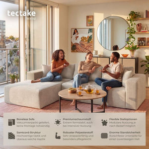 Sofa Relax Boneless L-Form Samtcord beige