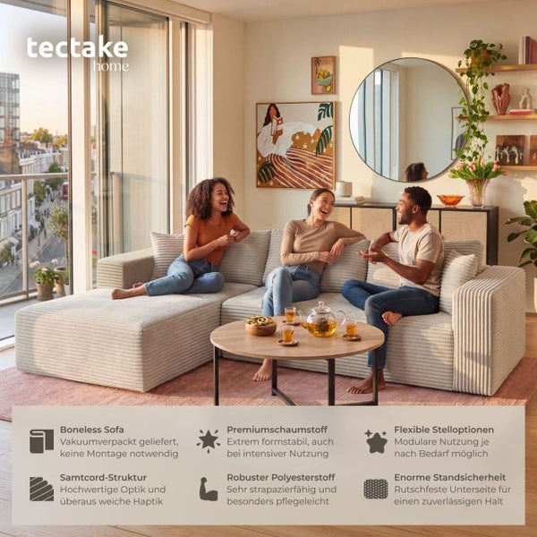 Sofa Relax Boneless L-Form Samtcord beige