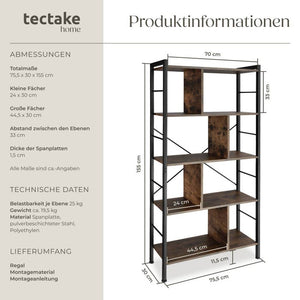 Regal Charleston Industrial Holz dunkel, rustikal