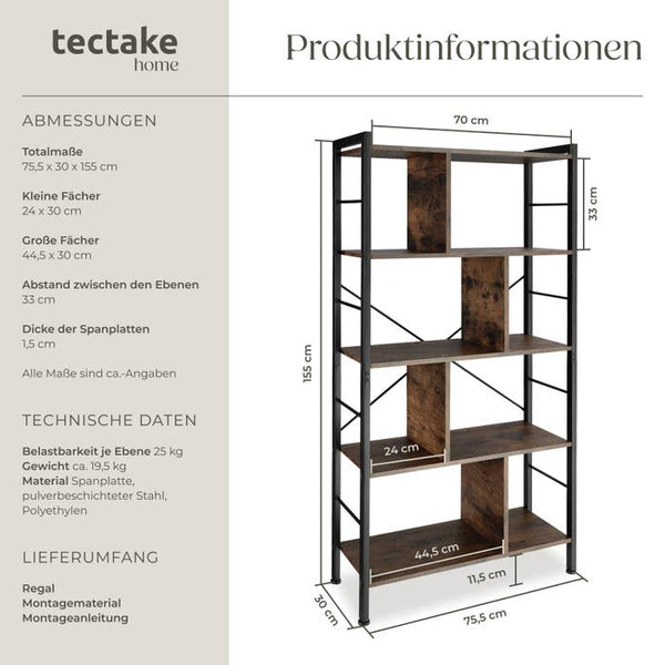 Regal Charleston Industrial Holz dunkel, rustikal