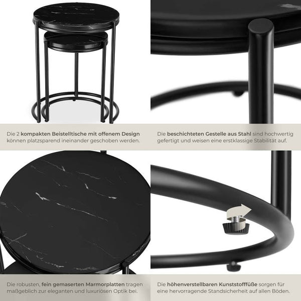 Beistelltisch Ellsa schwarz/schwarz 2er Set
