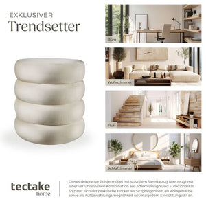 Sitzhocker Altu Samtoptik creme-weiss