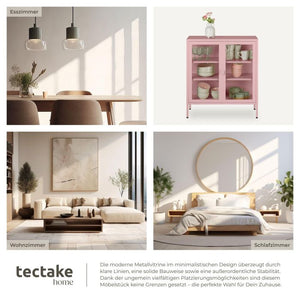 Metallvitrine Baker mit Glastüren rosa