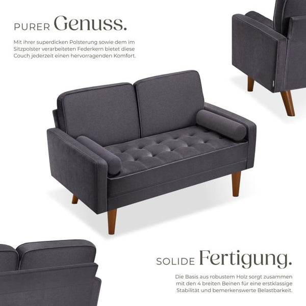 Sofa Skagen 2-Sitzer mit Federkern Samtoptik grau