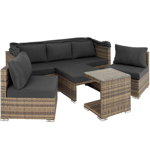Rattan Lounge mit Aluminiumgestell San Marino natur