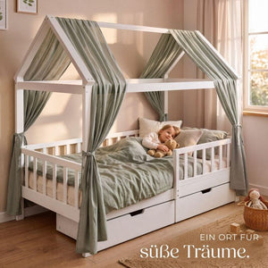 Kinderbett Hailey mit Schubladen Kiefernholz weiss 80 x 160 cm