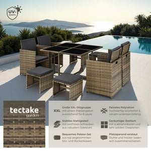 Rattan Sitzgruppe Bilbao 4+4+1 natur