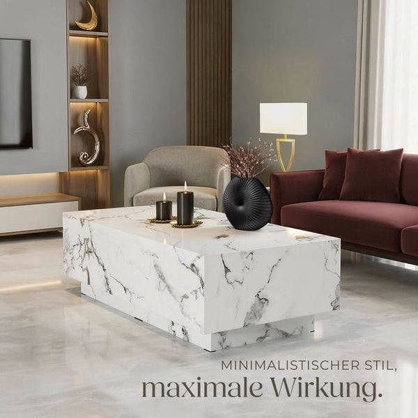 Couchtisch Lasley Marmor Optik weiß 120 x 60 x 35 cm