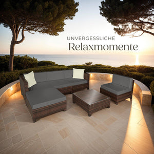 Rattan Lounge schwarz/braun