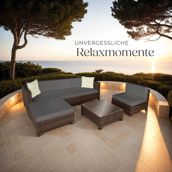 Rattan Lounge schwarz/braun