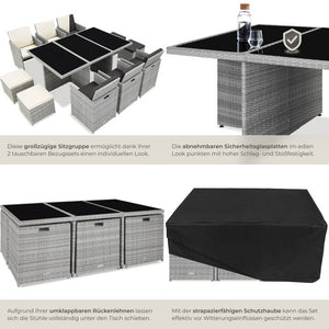 Aluminium Rattan Sitzgruppe New York 6+4+1, hellgrau