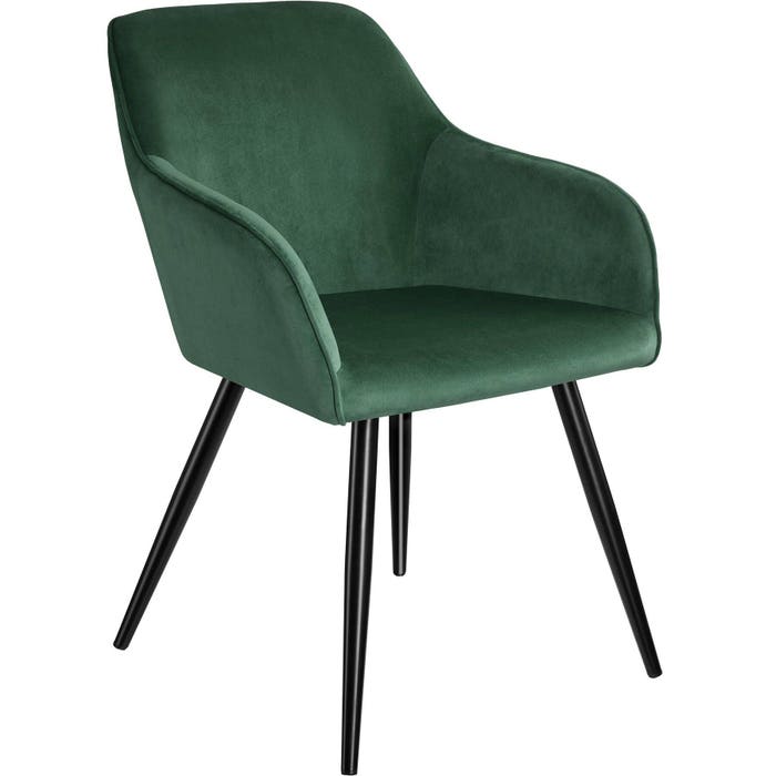 Fauteuil Marilyn, aspect velours, vert foncé/noir