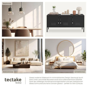 Sideboard Baker Metall abschliessbar schwarz 120 x 37,5 x 55,5 cm